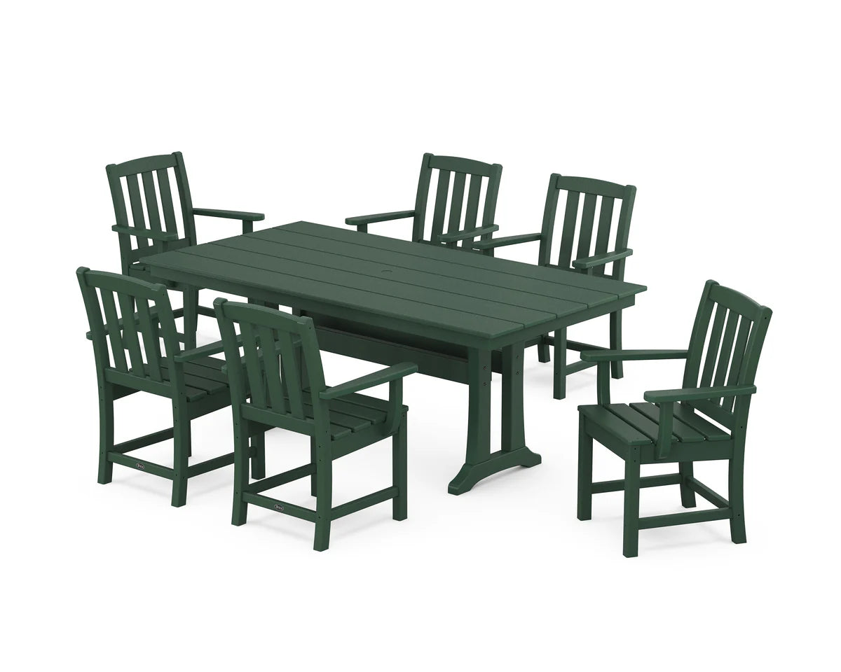 Cape Cod Arm Chair 7-Piece Farmhouse Dining Set with Trestle Legs