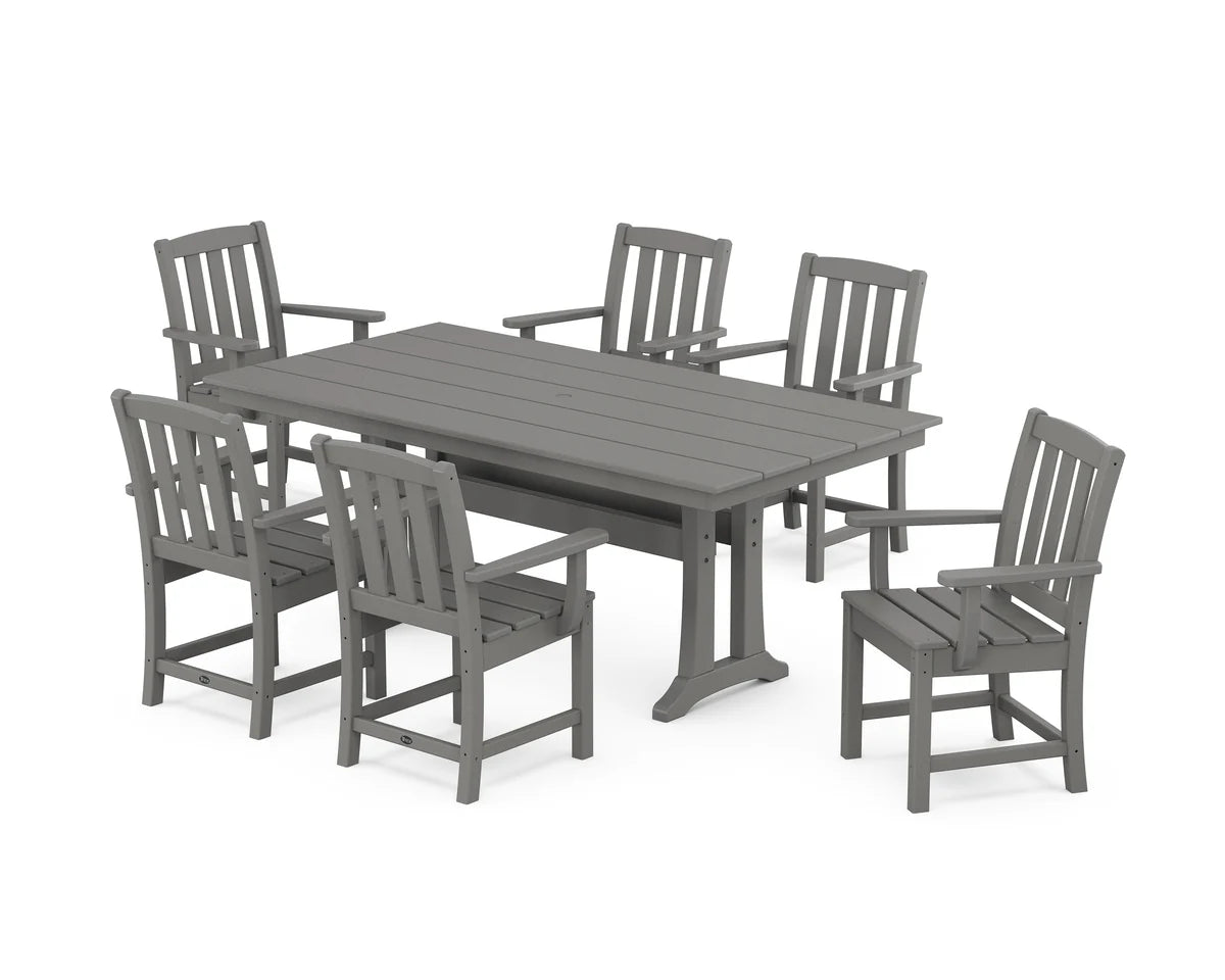 Cape Cod Arm Chair 7-Piece Farmhouse Dining Set with Trestle Legs