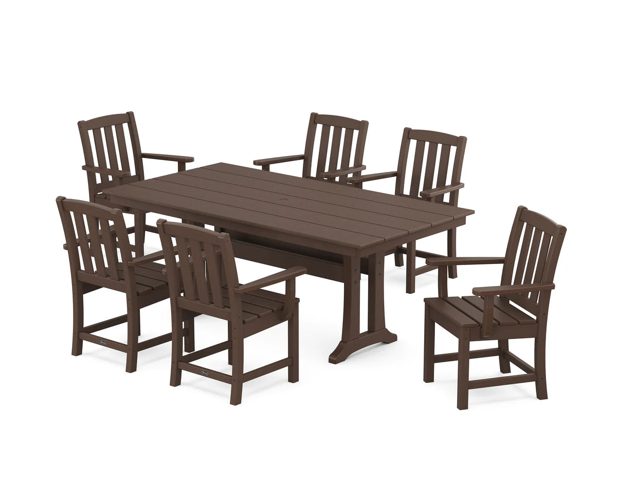 Cape Cod Arm Chair 7-Piece Farmhouse Dining Set with Trestle Legs