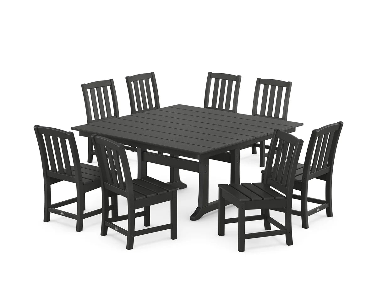 Cape Cod Side Chair 9-Piece Square Farmhouse Dining Set with Trestle Legs