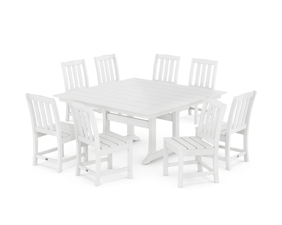Cape Cod Side Chair 9-Piece Square Farmhouse Dining Set with Trestle Legs