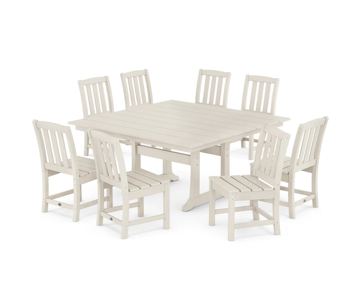 Cape Cod Side Chair 9-Piece Square Farmhouse Dining Set with Trestle Legs