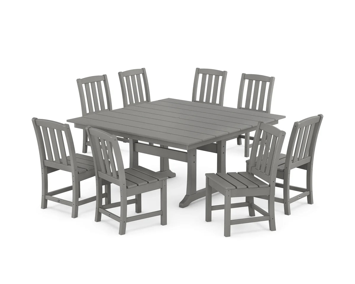 Cape Cod Side Chair 9-Piece Square Farmhouse Dining Set with Trestle Legs