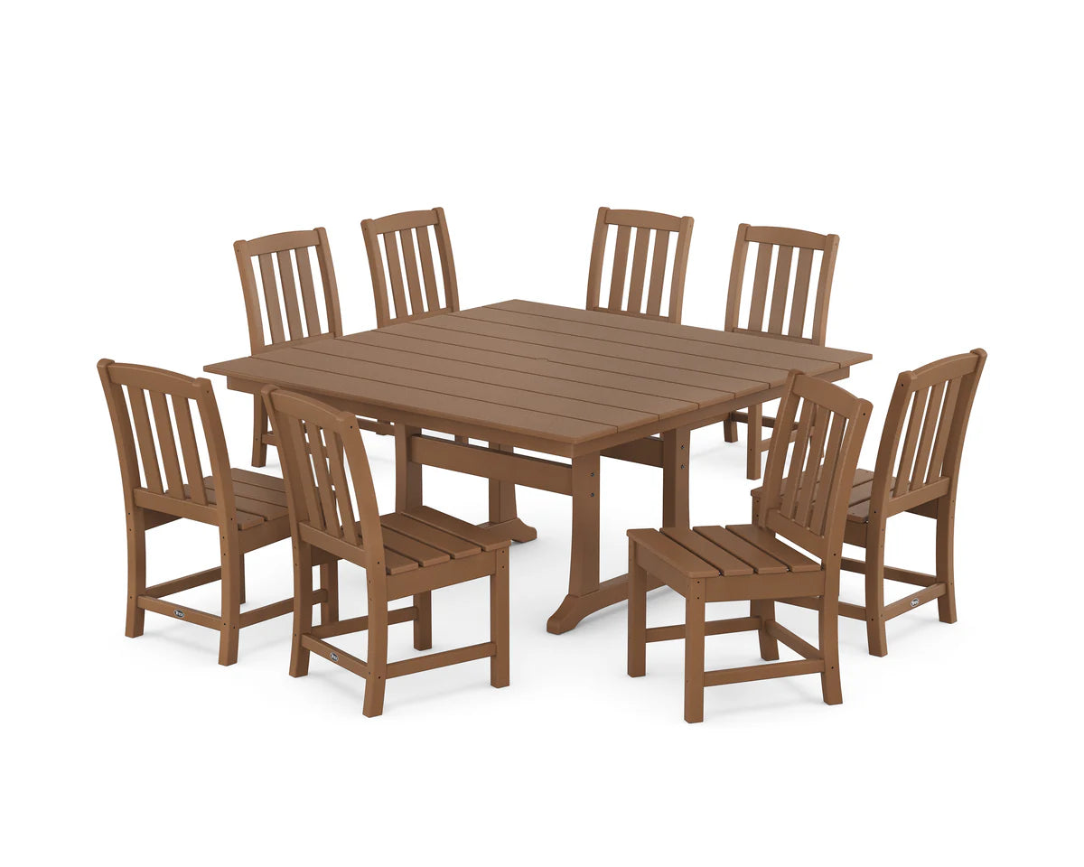 Cape Cod Side Chair 9-Piece Square Farmhouse Dining Set with Trestle Legs