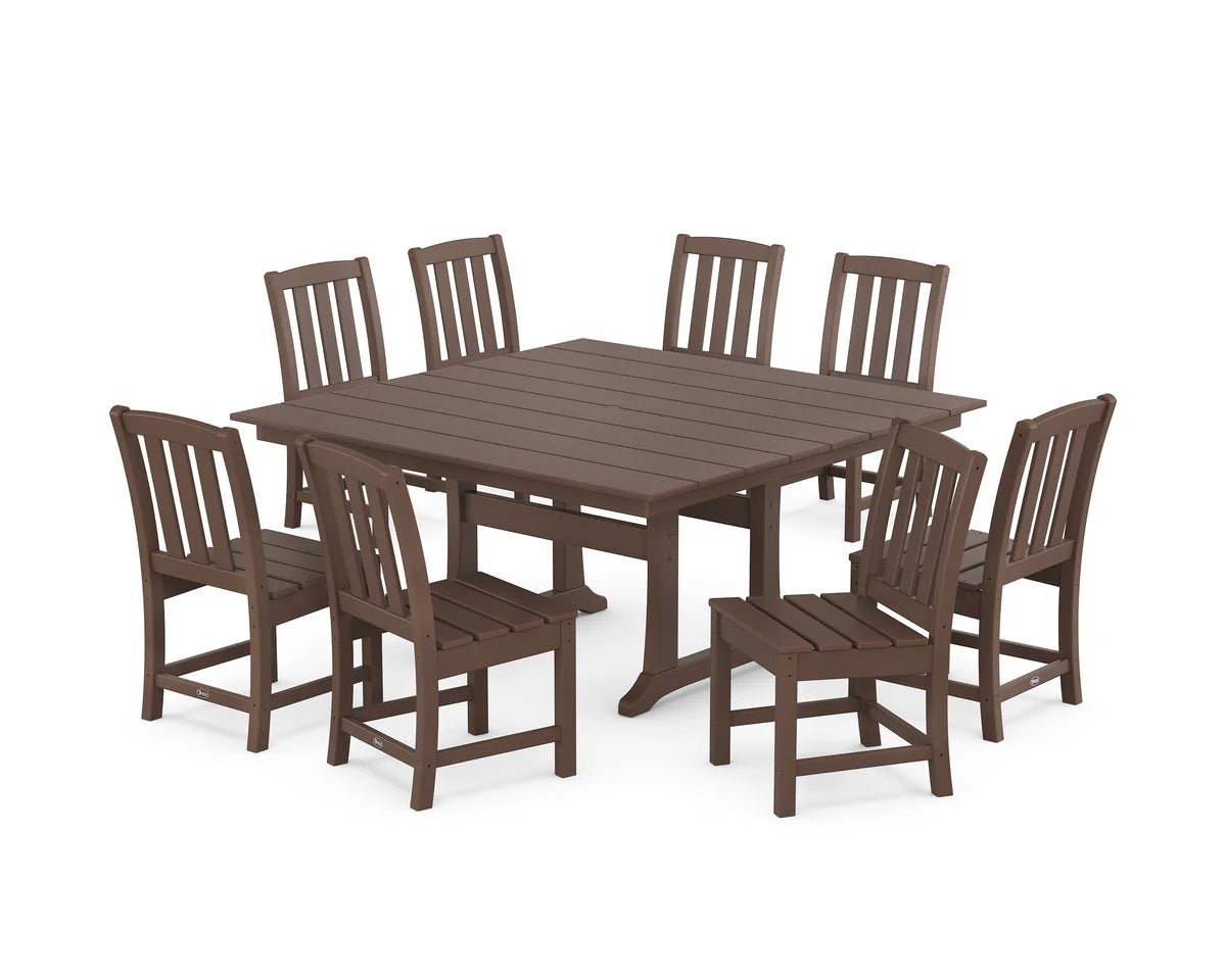 Cape Cod Side Chair 9-Piece Square Farmhouse Dining Set with Trestle Legs