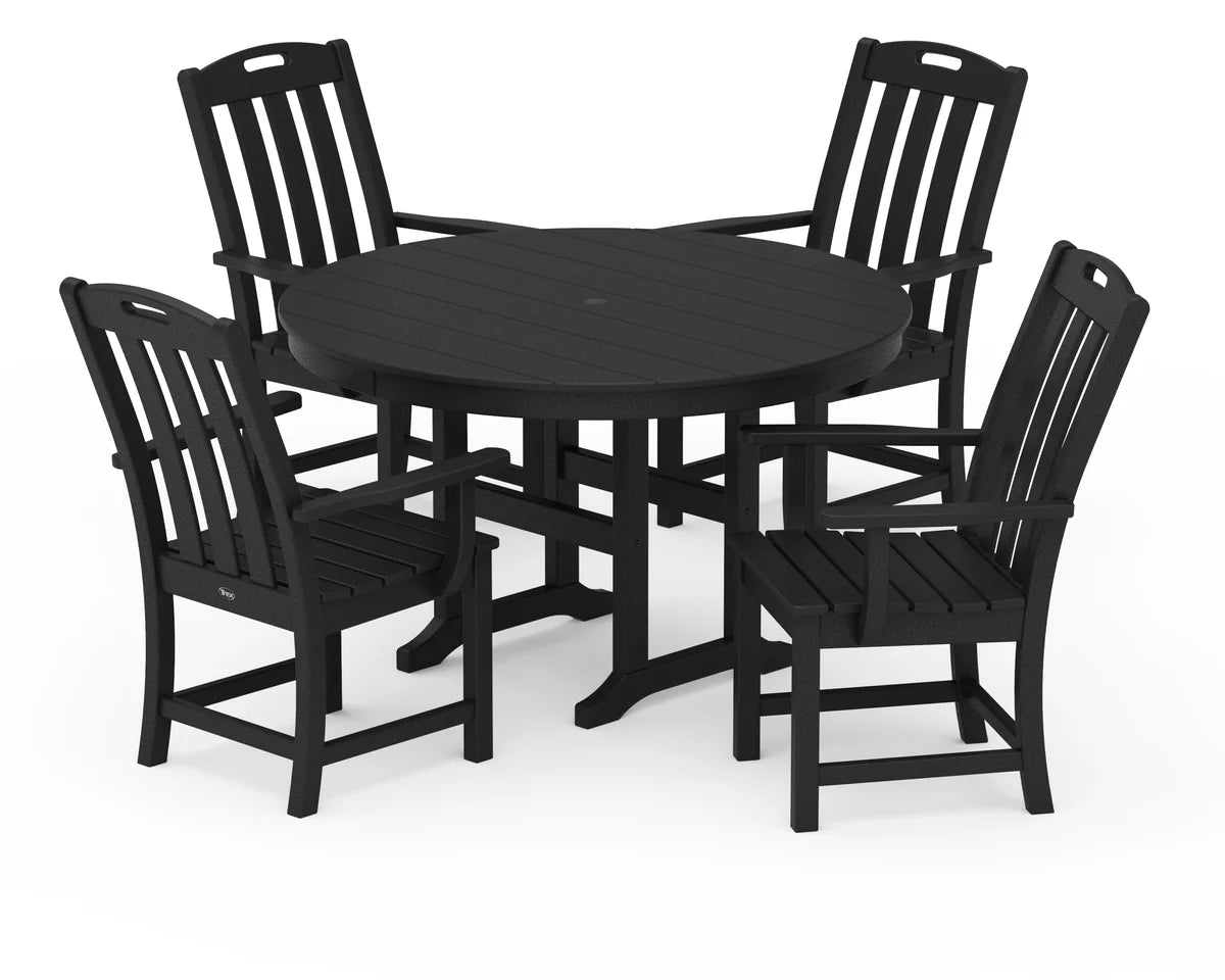 Yacht Club 5-Piece Round Arm Chair Dining Set