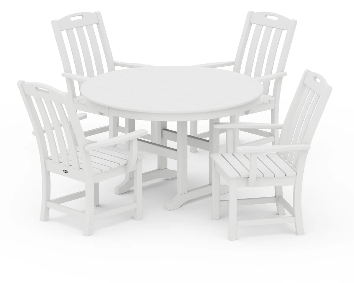Yacht Club 5-Piece Round Arm Chair Dining Set