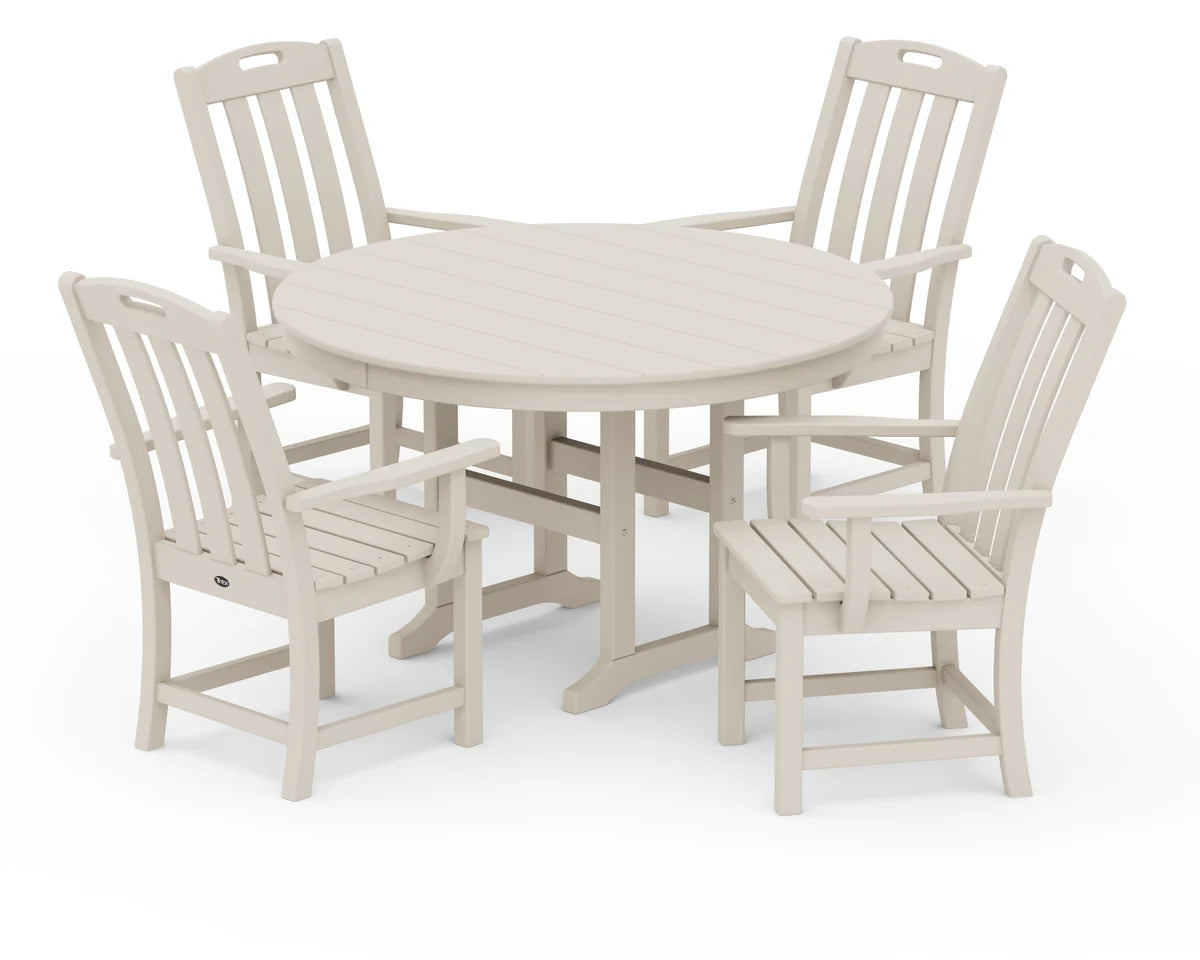 Yacht Club 5-Piece Round Arm Chair Dining Set