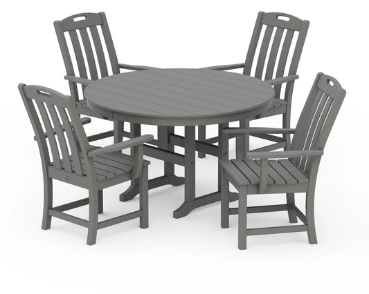 Yacht Club 5-Piece Round Arm Chair Dining Set