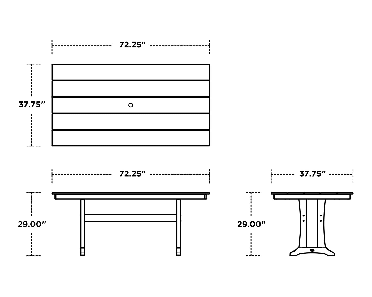 Farmhouse Trestle 37" x 72" Dining Table