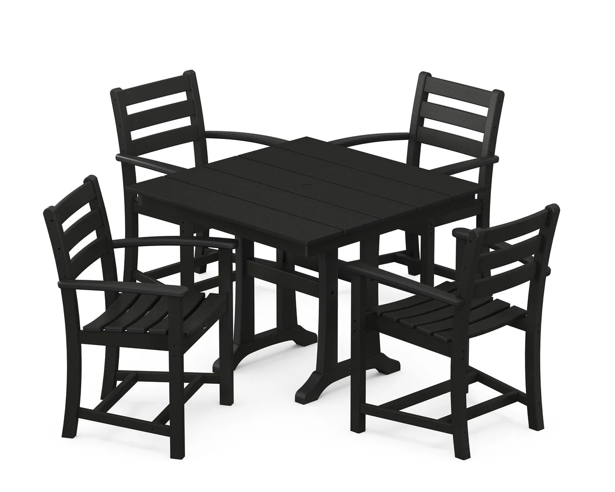 Monterey Bay 5-Piece Farmhouse Trestle Arm Chair Dining Set