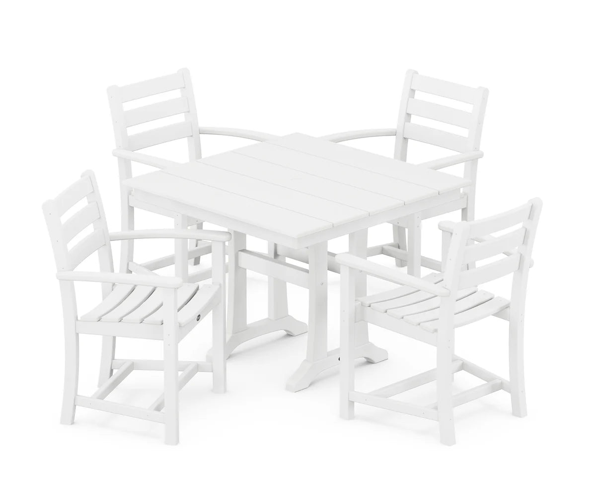 Monterey Bay 5-Piece Farmhouse Trestle Arm Chair Dining Set