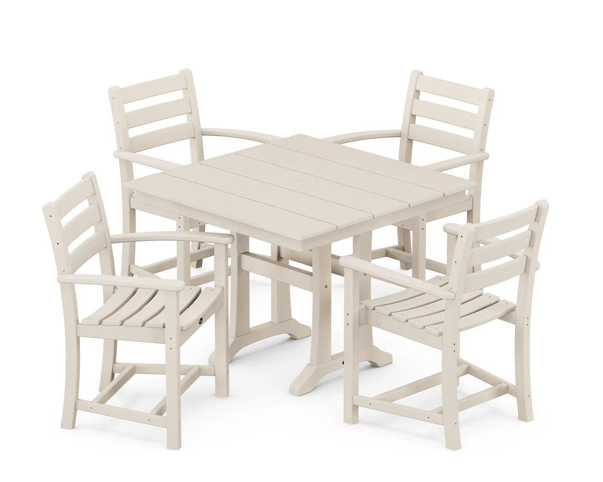 Monterey Bay 5-Piece Farmhouse Trestle Arm Chair Dining Set