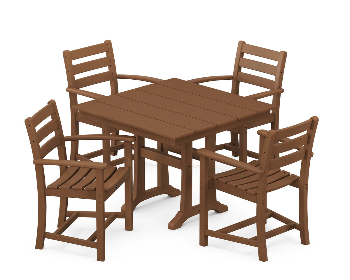 Monterey Bay 5-Piece Farmhouse Trestle Arm Chair Dining Set