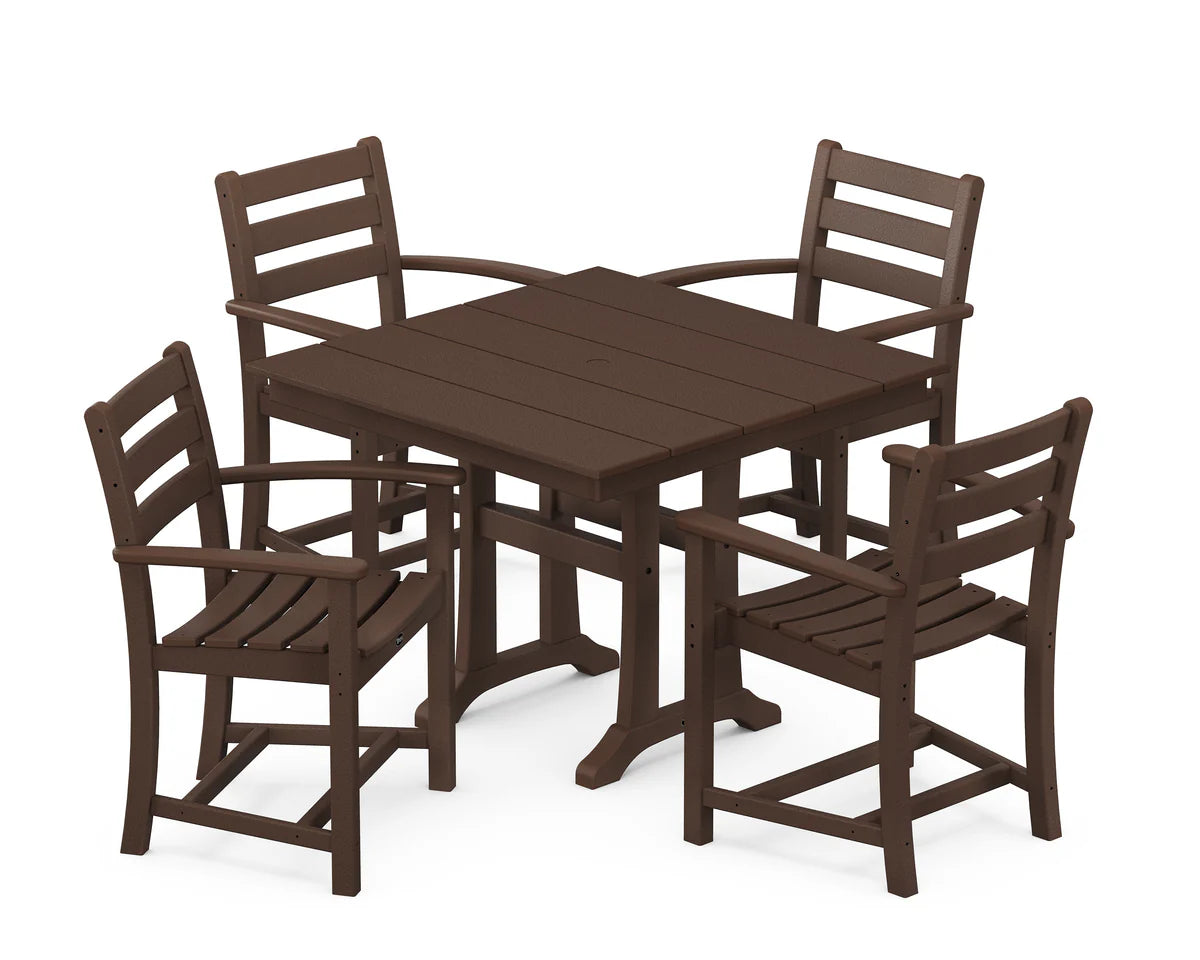 Monterey Bay 5-Piece Farmhouse Trestle Arm Chair Dining Set