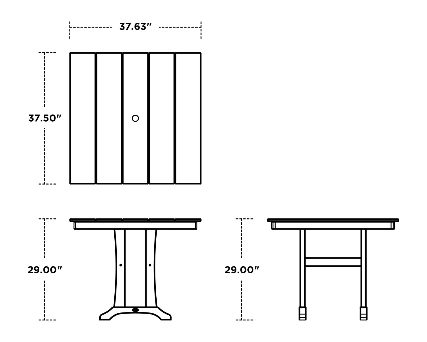 Monterey Bay 5-Piece Farmhouse Trestle Side Chair Dining Set