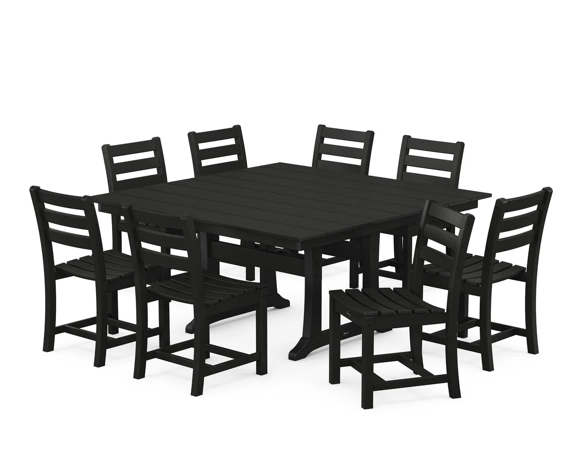 Monterey Bay 9-Piece Farmhouse Trestle Dining Set