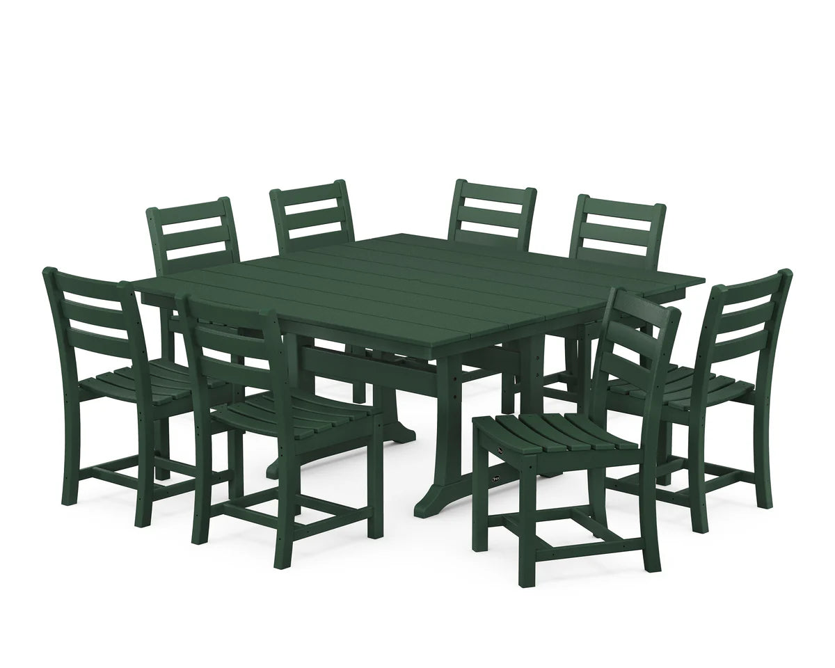 Monterey Bay 9-Piece Farmhouse Trestle Dining Set