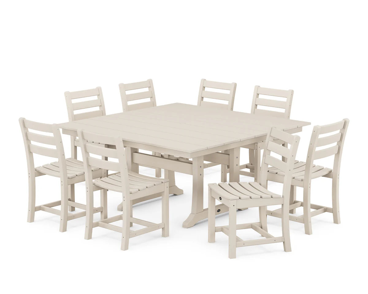 Monterey Bay 9-Piece Farmhouse Trestle Dining Set