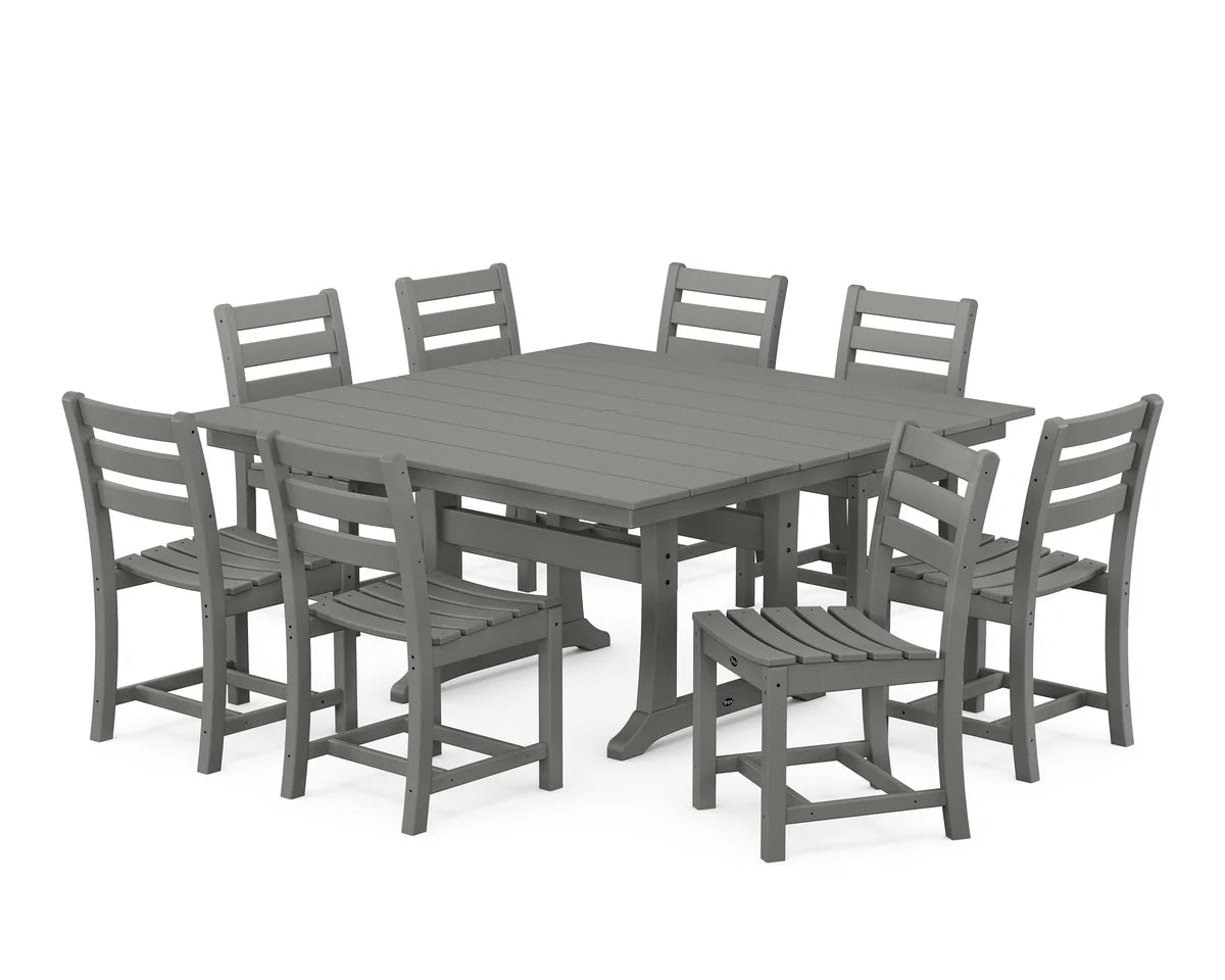 Monterey Bay 9-Piece Farmhouse Trestle Dining Set