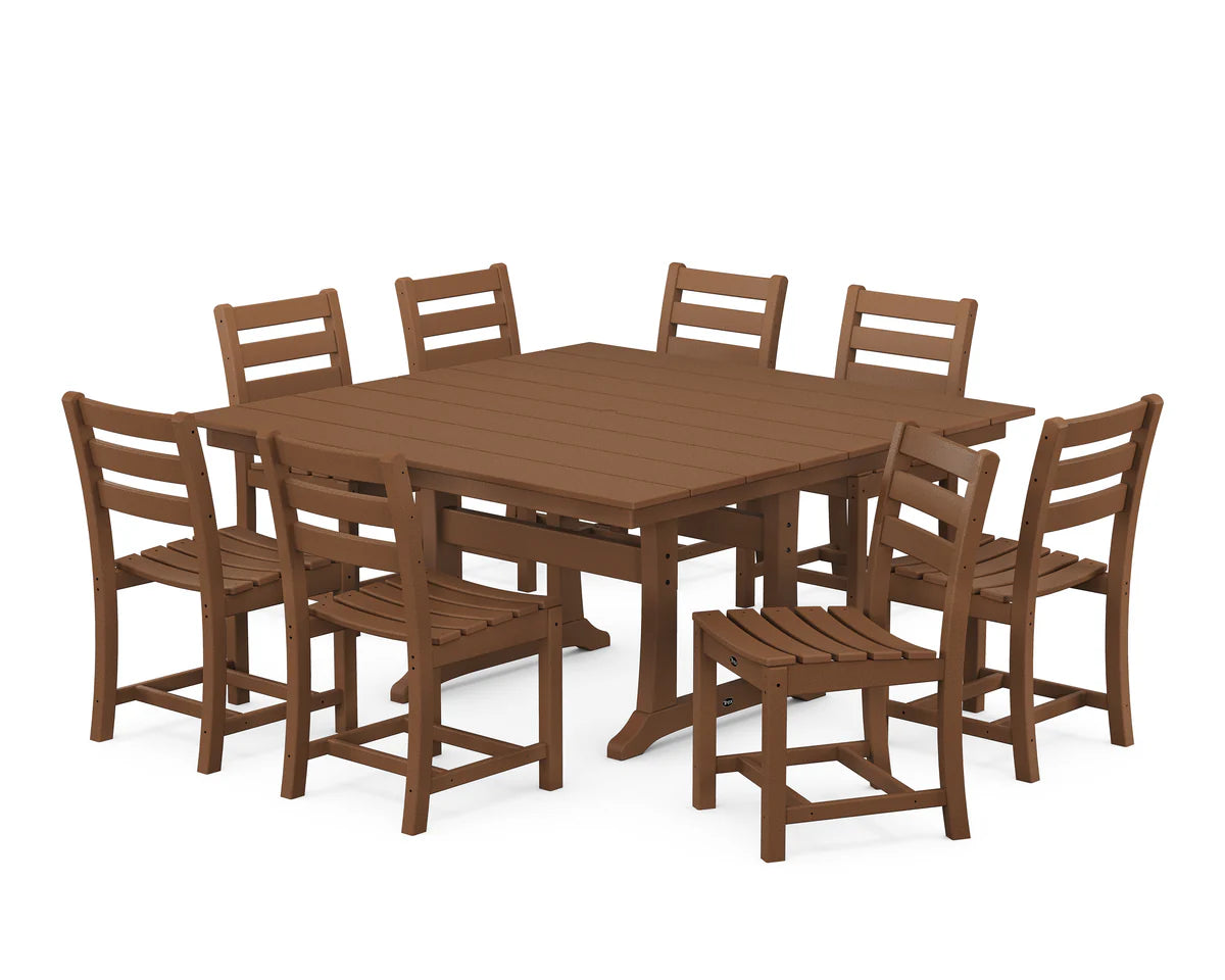 Monterey Bay 9-Piece Farmhouse Trestle Dining Set