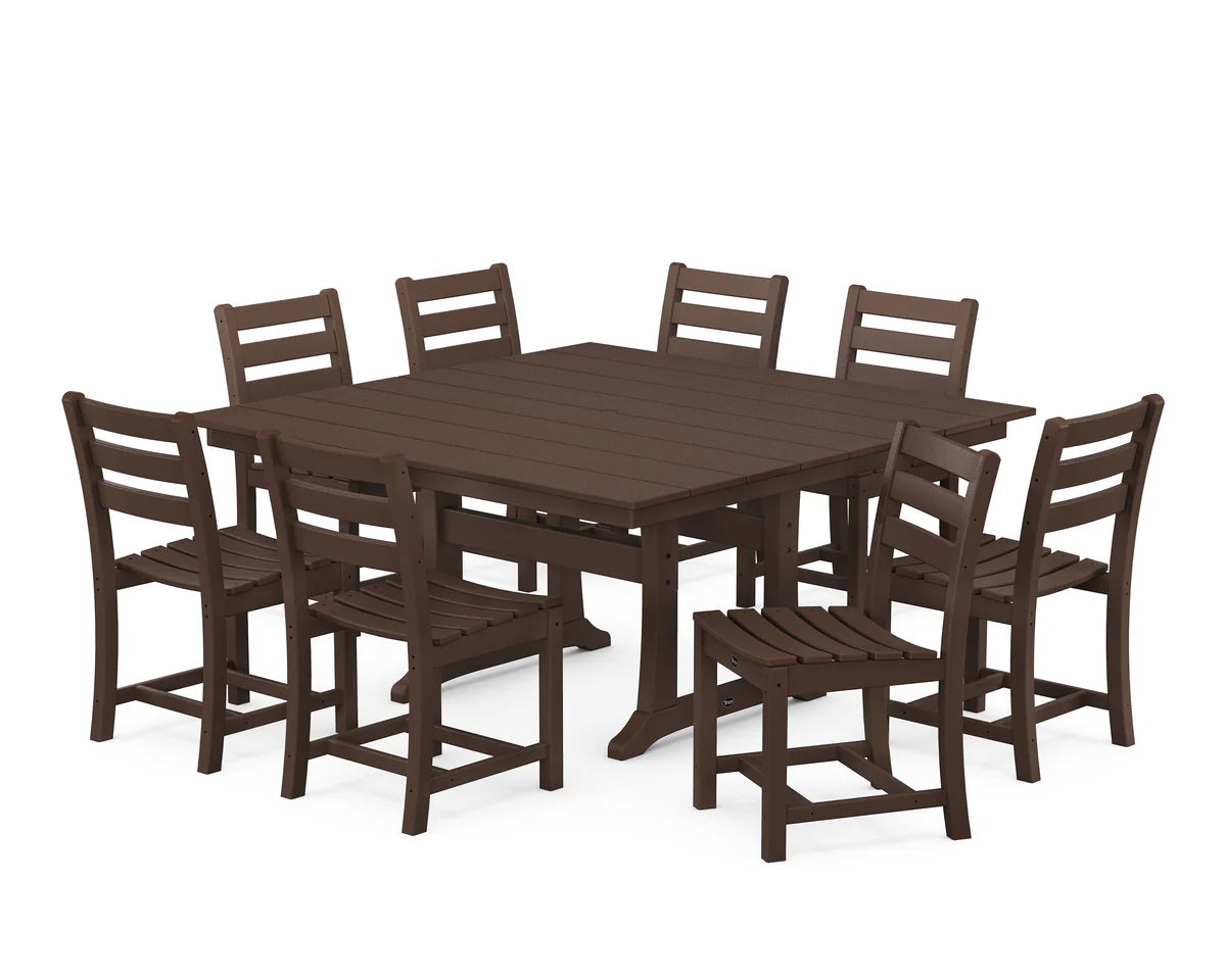 Monterey Bay 9-Piece Farmhouse Trestle Dining Set