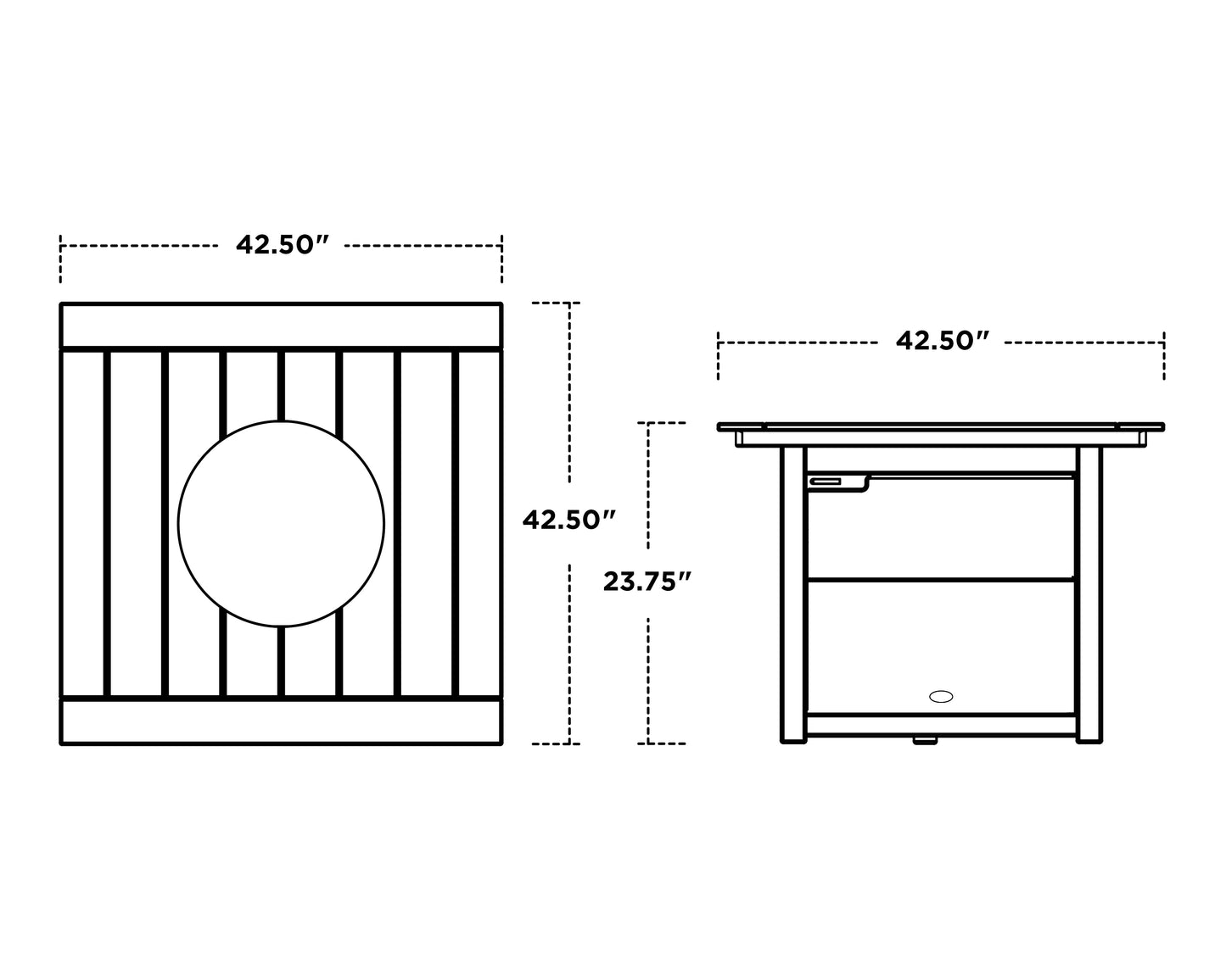 Cape Cod Adirondack 5-Piece Set with Square Fire Pit Table