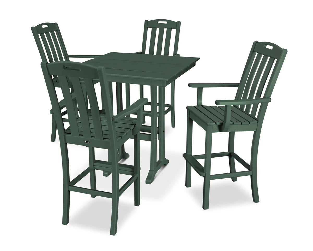 Yacht Club 5-Piece Farmhouse Trestle Arm Chair Bar Set