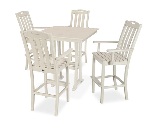 Yacht Club 5-Piece Farmhouse Trestle Arm Chair Bar Set