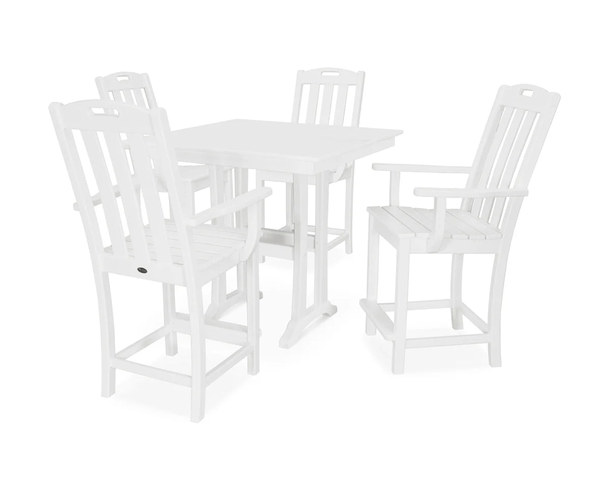 Yacht Club 5-Piece Farmhouse Trestle Arm Chair Counter Set
