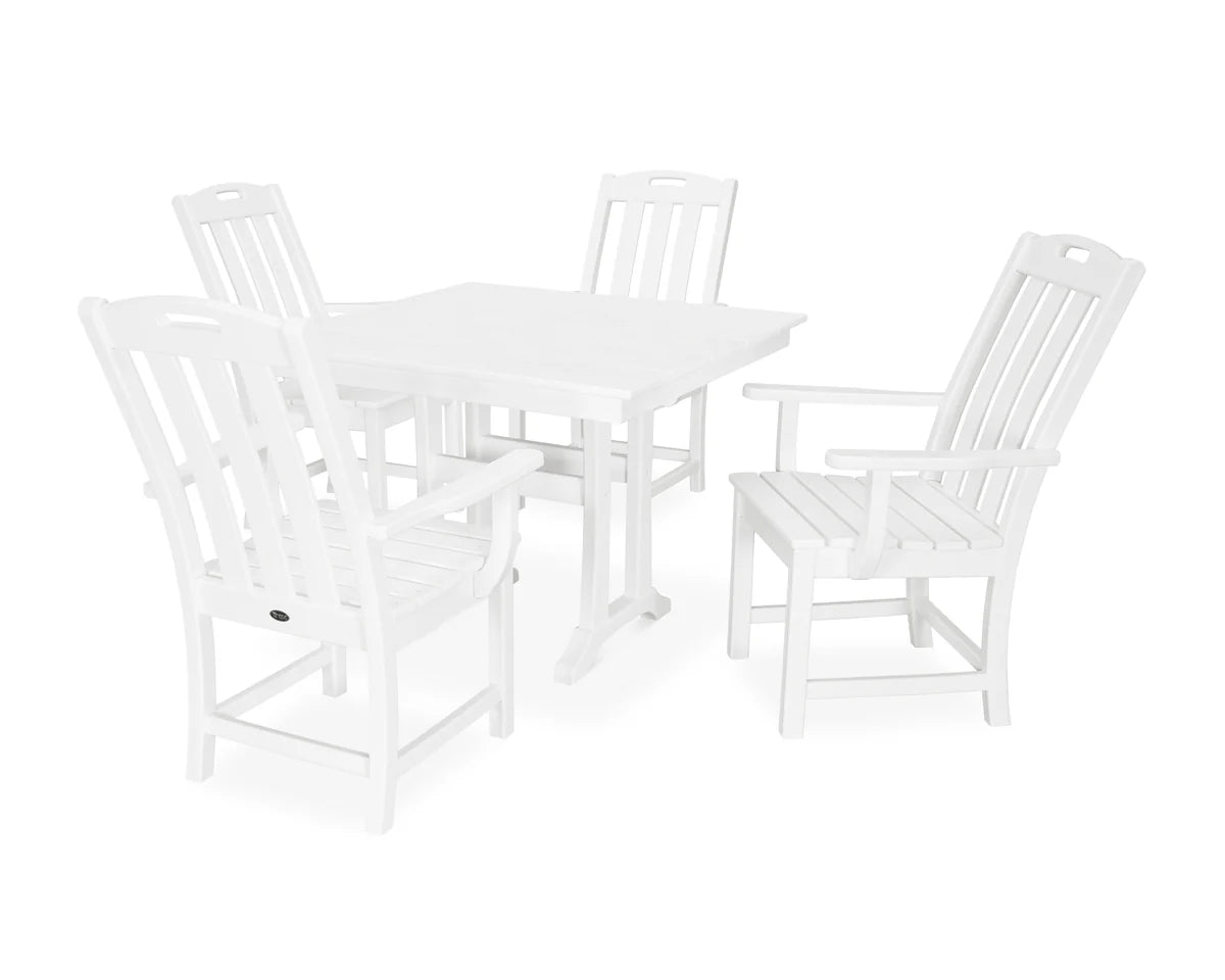 Yacht Club 5-Piece Farmhouse Trestle Arm Chair Dining Set
