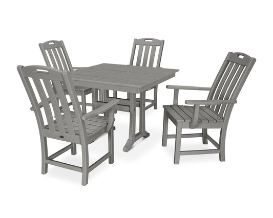 Yacht Club 5-Piece Farmhouse Trestle Arm Chair Dining Set