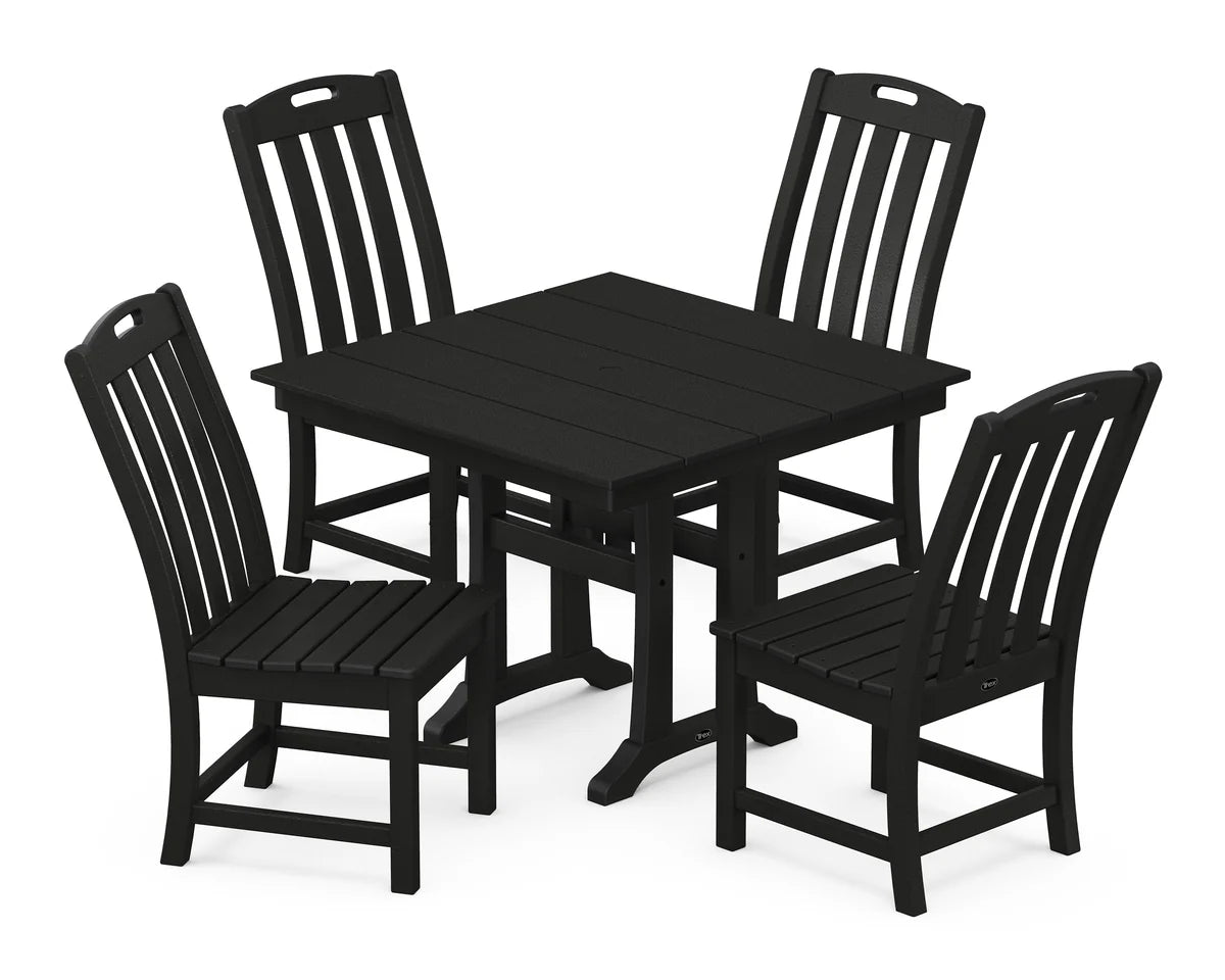 Yacht Club 5-Piece Farmhouse Trestle Side Chair Dining Set