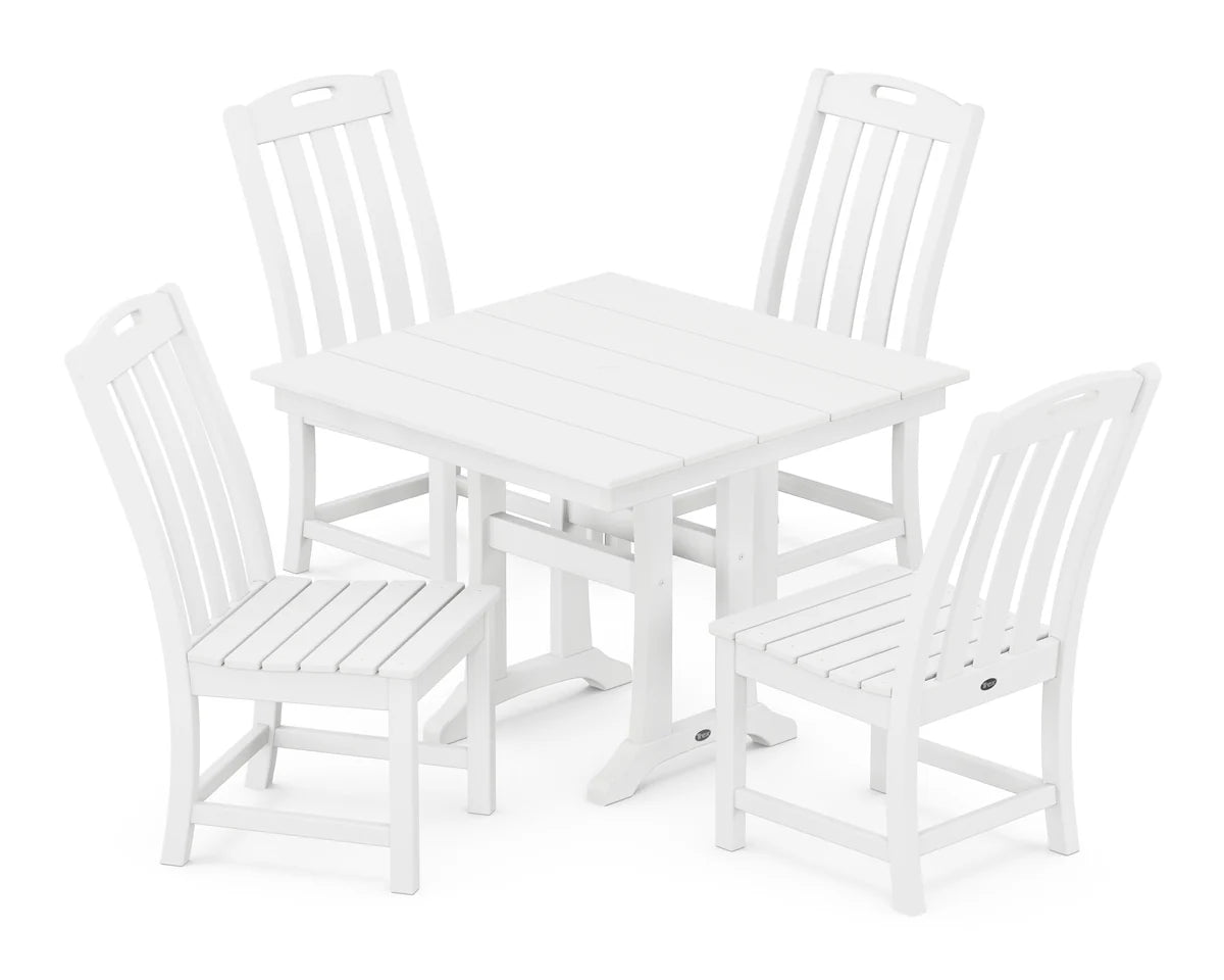 Yacht Club 5-Piece Farmhouse Trestle Side Chair Dining Set