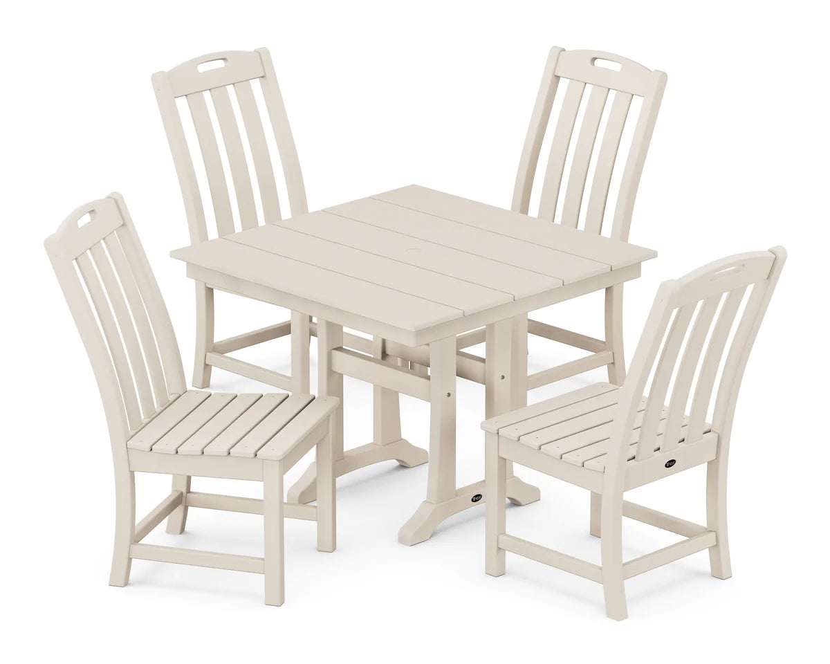 Yacht Club 5-Piece Farmhouse Trestle Side Chair Dining Set