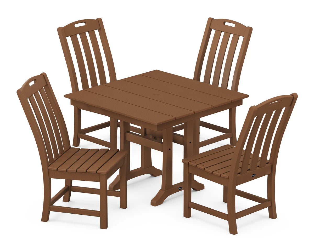 Yacht Club 5-Piece Farmhouse Trestle Side Chair Dining Set