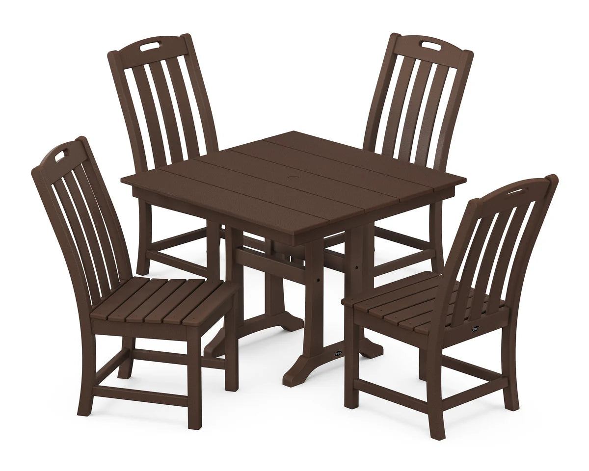 Yacht Club 5-Piece Farmhouse Trestle Side Chair Dining Set