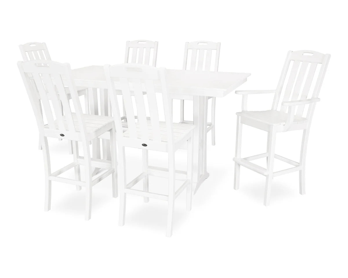 Yacht Club 7-Piece Farmhouse Trestle Bar Set