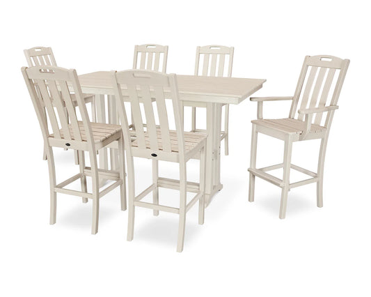 Yacht Club 7-Piece Farmhouse Trestle Bar Set