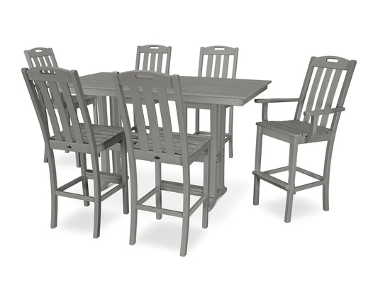 Yacht Club 7-Piece Farmhouse Trestle Bar Set