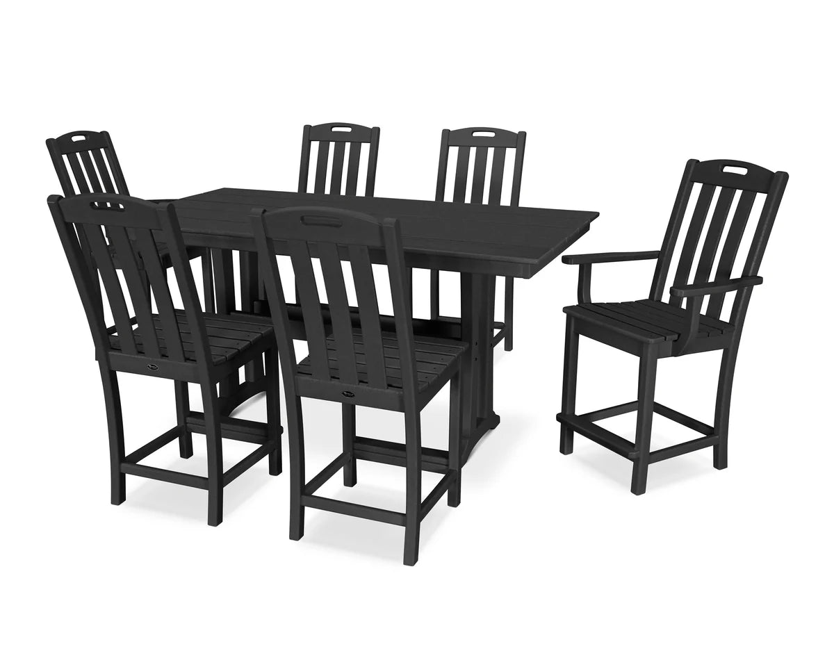 Yacht Club 7-Piece Farmhouse Trestle Counter Set