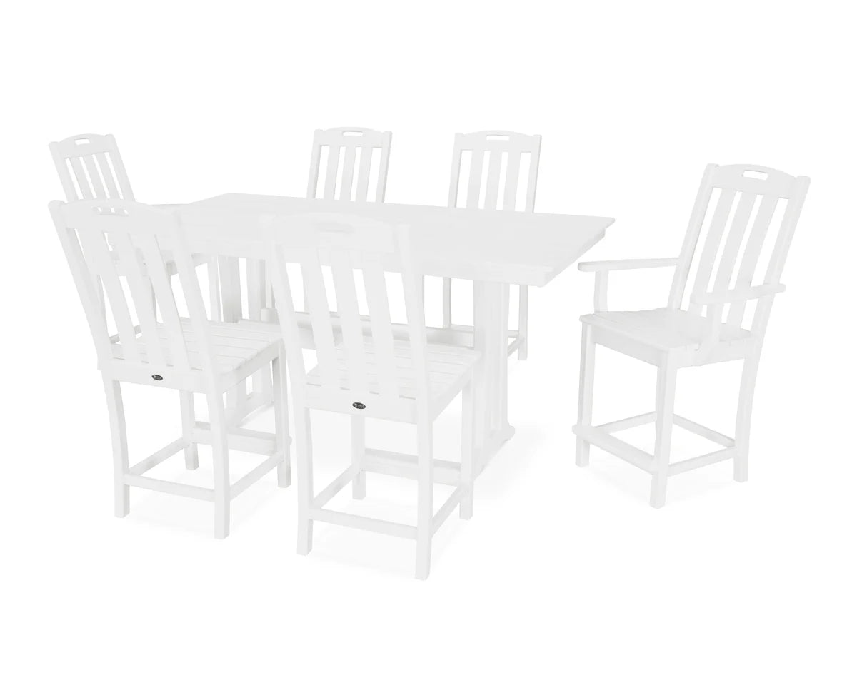 Yacht Club 7-Piece Farmhouse Trestle Counter Set