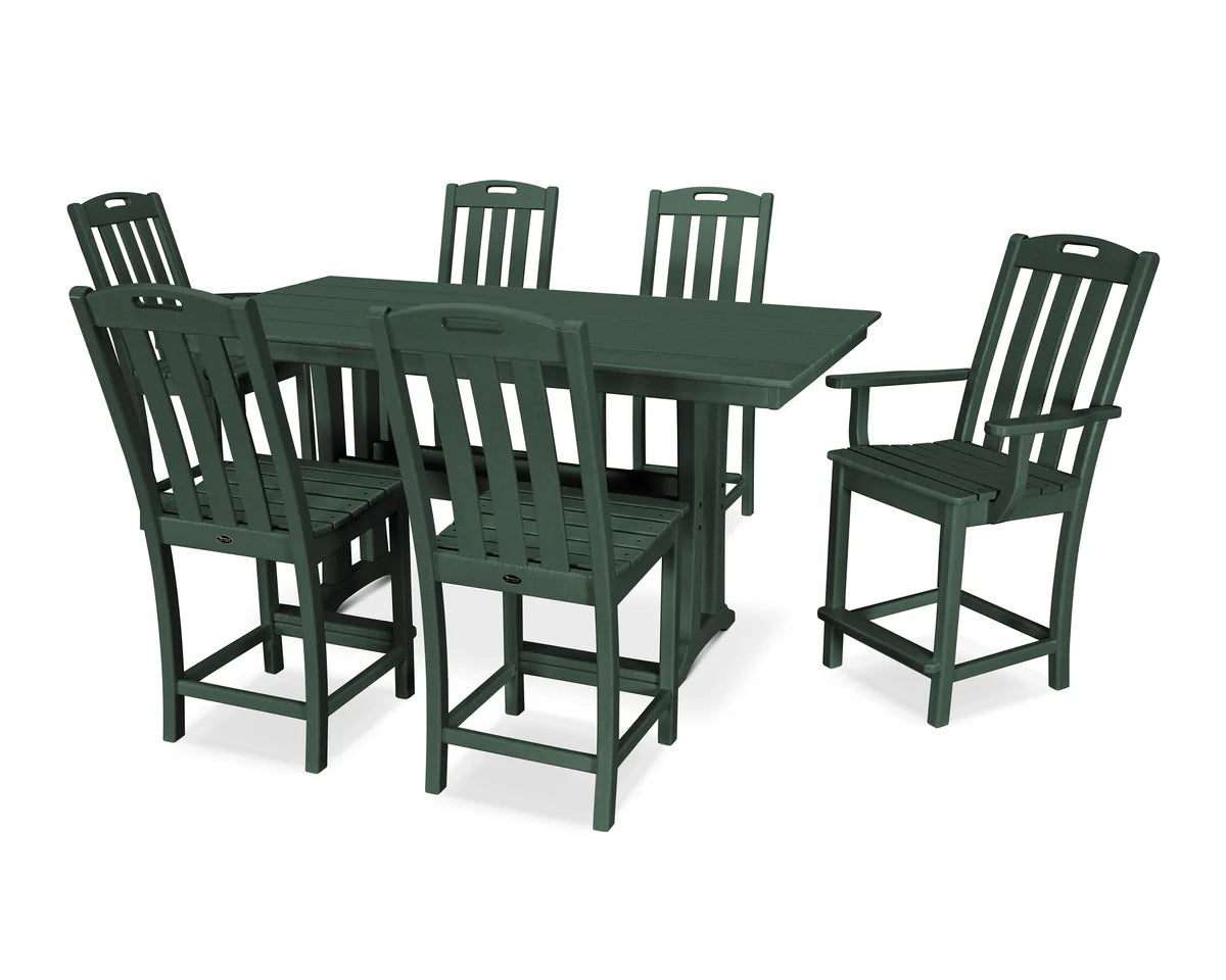 Yacht Club 7-Piece Farmhouse Trestle Counter Set
