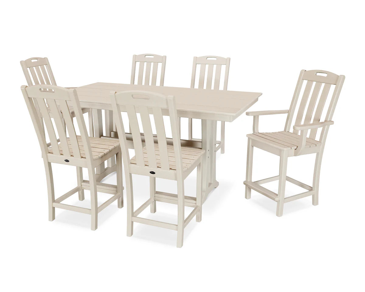 Yacht Club 7-Piece Farmhouse Trestle Counter Set