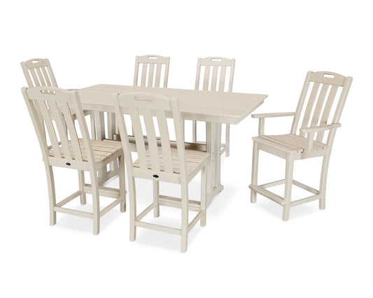 Yacht Club 7-Piece Farmhouse Trestle Counter Set