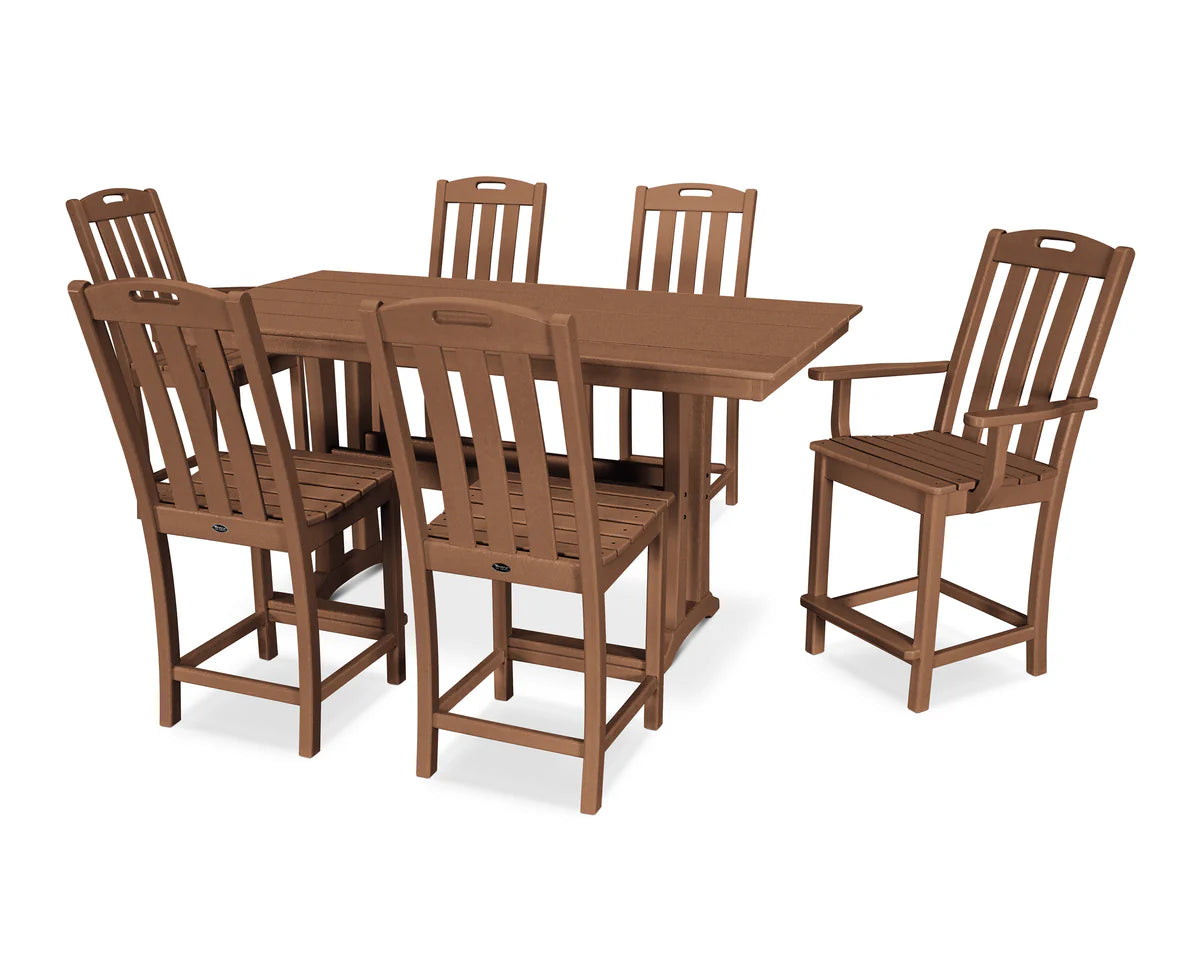 Yacht Club 7-Piece Farmhouse Trestle Counter Set