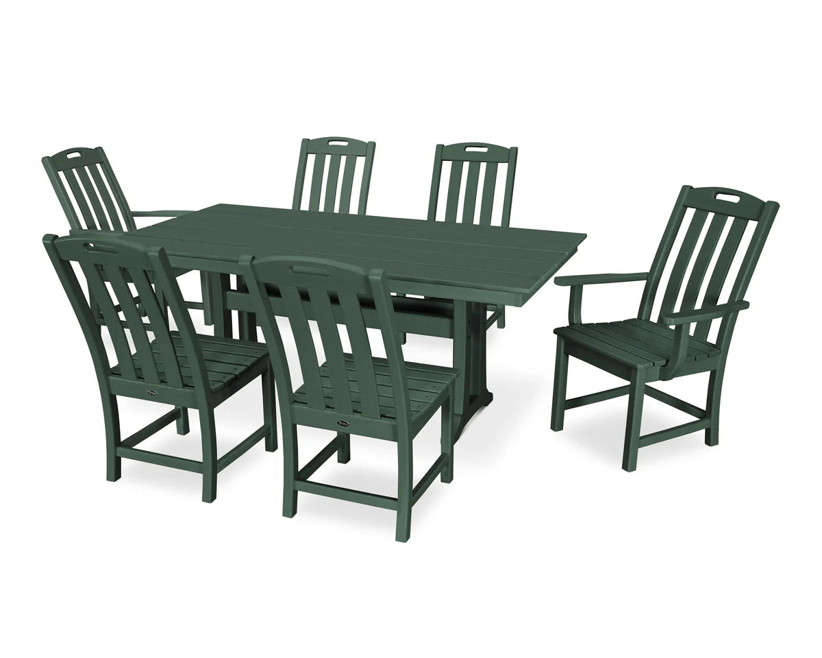 Yacht Club 7-Piece Farmhouse Trestle Dining Set