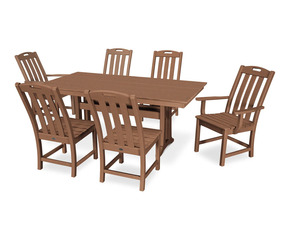 Yacht Club 7-Piece Farmhouse Trestle Dining Set