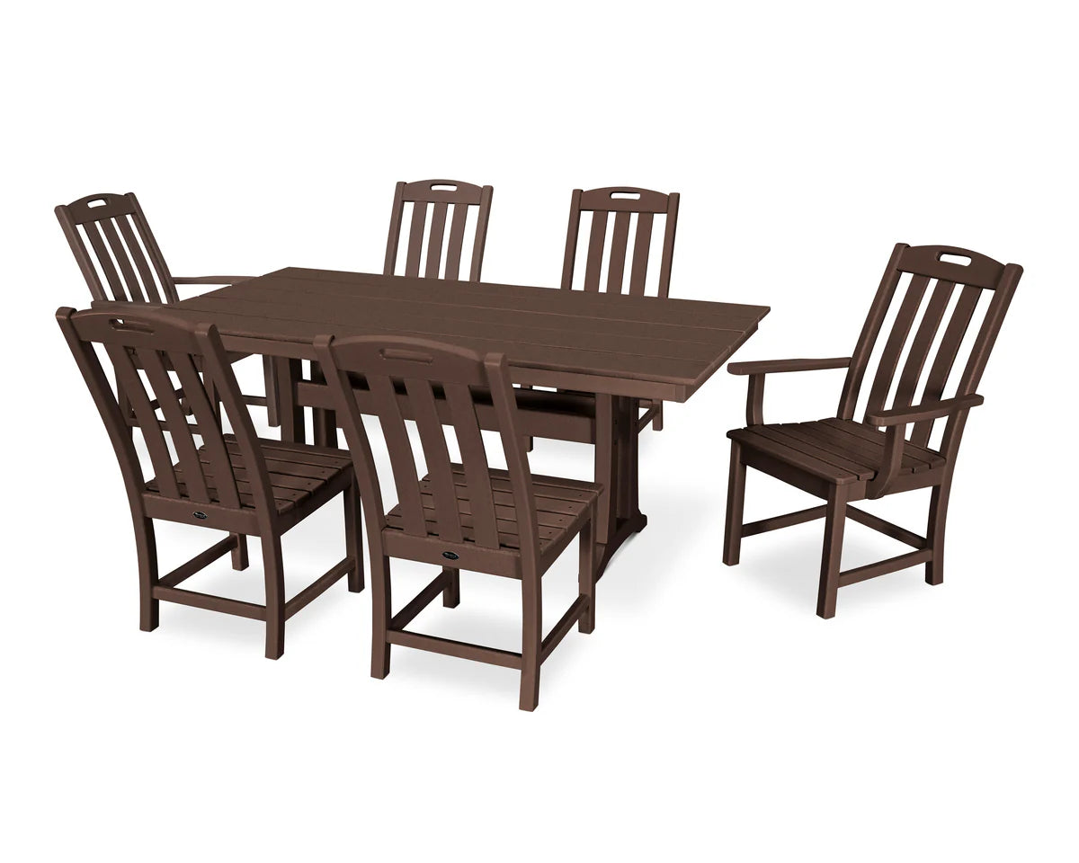 Yacht Club 7-Piece Farmhouse Trestle Dining Set