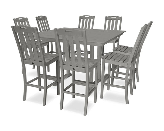 Yacht Club 9-Piece Farmhouse Trestle Side Chair Bar Set